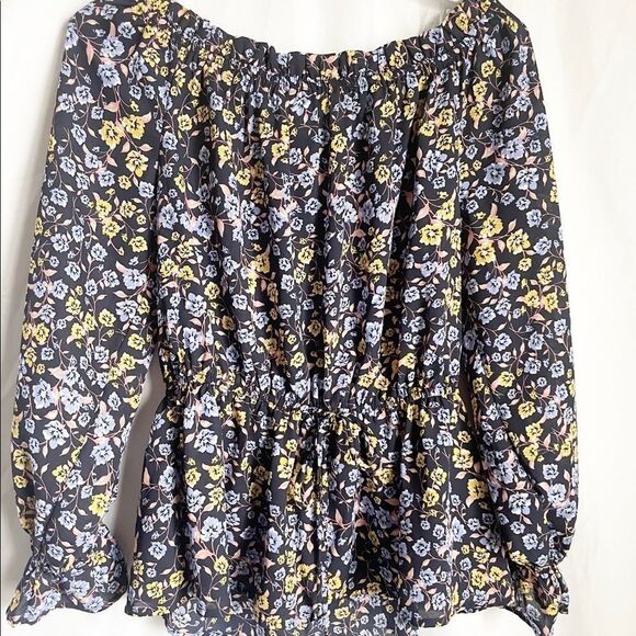 Andree Blue Floral Of The Shoulder Blouse L - Picture 2 of 10